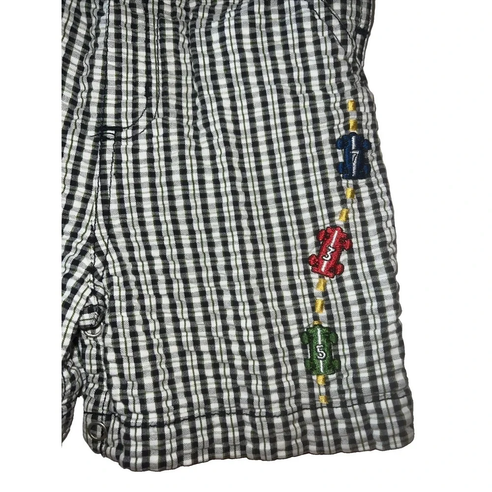 Gymboree Boys Vintage Plaid Shorts Overalls Size 18-24 Months Y2k